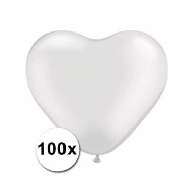 Hartjes ballonnen wit 15 cm 100 stuks kado