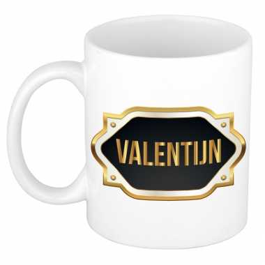 Naam kado mok / beker valentijn met gouden embleem 300 ml