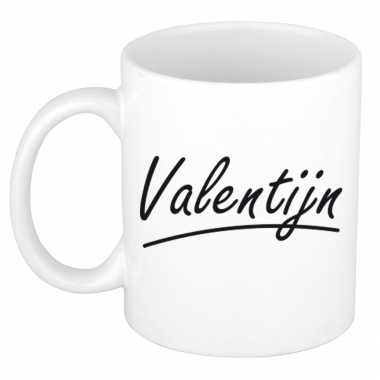 Naam kado mok / beker valentijn met sierlijke letters 300 ml