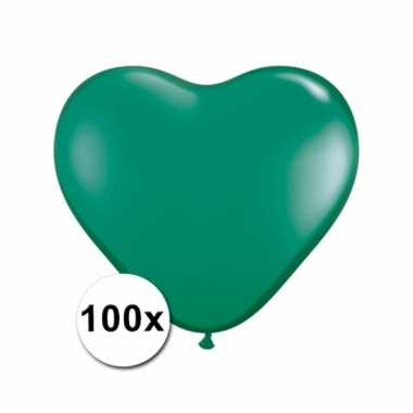 Valentijn hartjes ballonnen groen 15 cm 100 stuks kado