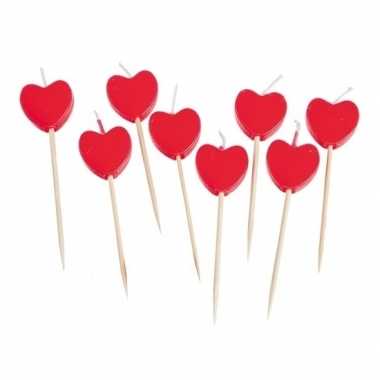 Valentijn hartjes kaarsjes cocktailprikkers 8 stuks kado