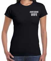 Awesome wife geweldige vrouw kado t-shirt zwart op borst voor dames