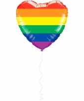 Hart folie ballon regenboog kleuren 45 cm kado