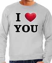 I love you valentijn sweater grijs voor heren kado