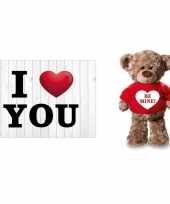 I love you valentijnskaart met be mine knuffelbeer 24 cm kado