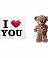 I love you valentijnskaart met bruine knuffelbeer 24 cm kado