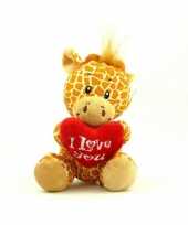 Pluche i love you giraffe knuffel bruin 14 cm speelgoed kado