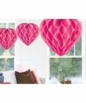 Valentijn 10x hangende hartje deco bollen roze 30 cm kado