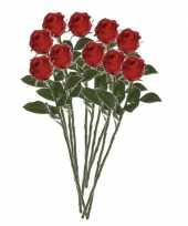 Valentijn 10x rode rozen kunstbloemen 45 cm kado