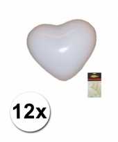 Valentijn 12x hartjes ballonnen wit kado