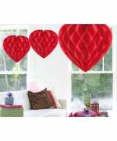 Valentijn 20x hangende hartjes deco bollen rood 30 cm kado