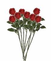 Valentijn 8x rode rozen kunstbloemen 45 cm kado