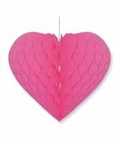 Valentijn fuchsia roze decoratie hart 15 cm kado