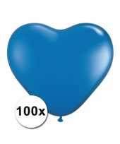 Valentijn hartjes ballonnen blauw 15 cm 100 stuks kado