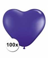 Valentijn hartjes ballonnen paars 15 cm 100 stuks kado