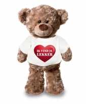 Valentijn knuffel teddybeer met ik vind je lekker hartje shirt 24 cm kado