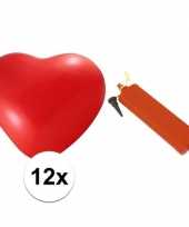 Valentijn rode hartjesballonnen 12 stuks inclusief ballonpomp kado