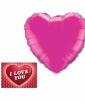 Valentijn valentijnsdag kado folie ballon hart 52 cm met valentijnskaart