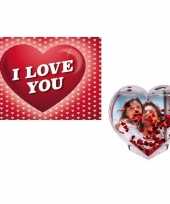 Valentijn valentijsdag kado 3d hart fotolijst met valentijnskaart