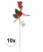 Valentijn voordelige rode rozen 10 stuks kunstbloemen 45 cm kado