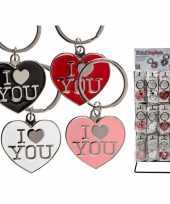 Valentijn witte hartjes sleutelhanger i love you kado